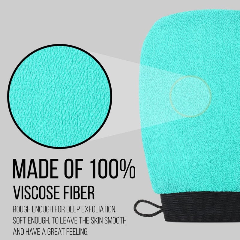 VALITIC Exfoliating Glove Body Scrubber - Exfoliating Mitt Dead Skin Remover, Shower Face and Body Exfoliator - Korean Style Skin Scrubber Washcloth - Spray and Self Tan Remover, Pair Turquoise - Image 4